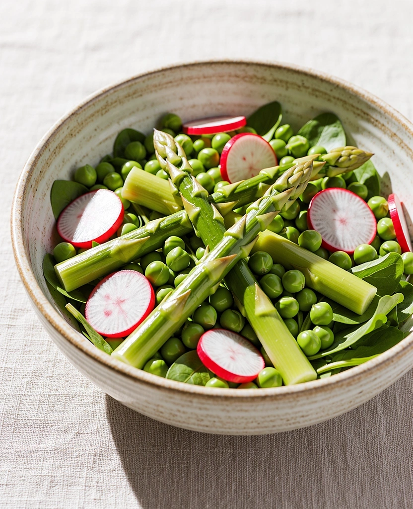 Čerstvý jarný šalát s lokálnou zeleninou